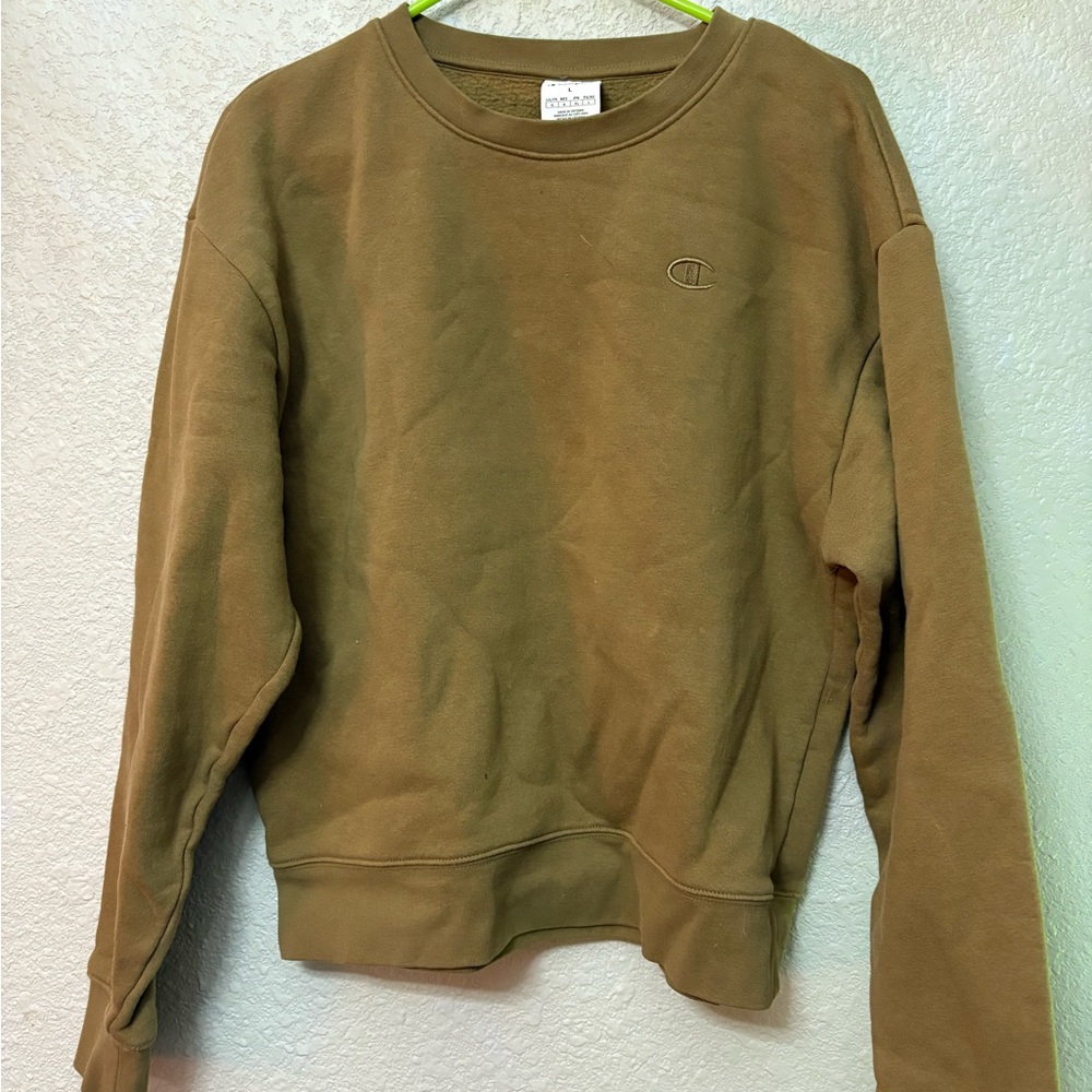 Champion Brown Crewneck Sweater Casual Knit